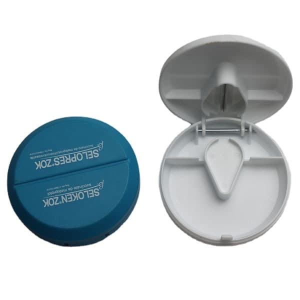 Plastic Round Pill Cutter Box Pill Organizer Factory Direct with Blade Pill Box
