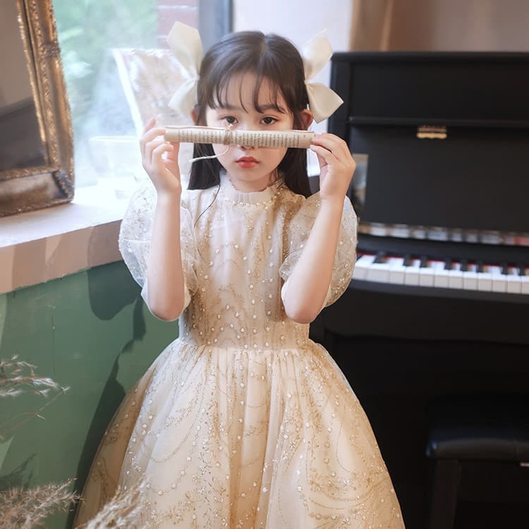 Children's Formal Dress 2025 Summer New Arrival Girls' Birthday Host Little Girl Piano Performance Sweet Stage Costume
