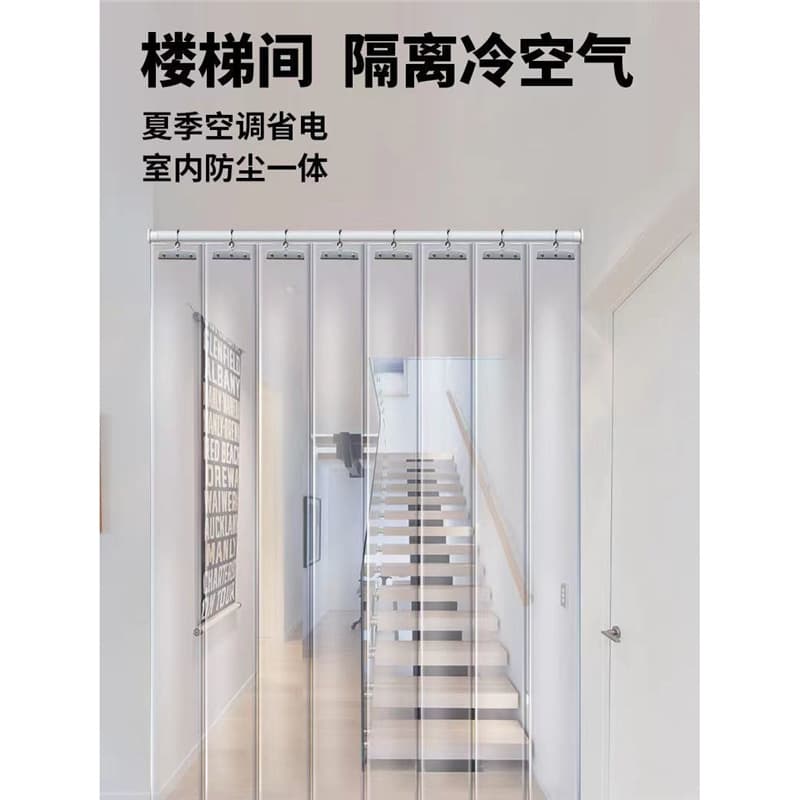 Air Conditioning Door Curtain Partition for Summer Warmth and Windproof, Plastic PVC No-drill Transparent Sliding Folding, Home and Commercial Use