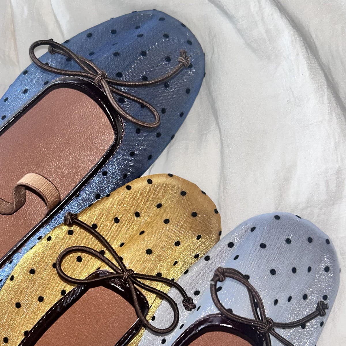 Retro New Style Mesh Polka Dot Mary Jane Shoes, Breathable Mesh Bow-Knot Flat Ballet Shoes, Round-Toe Shallow Single Shoes