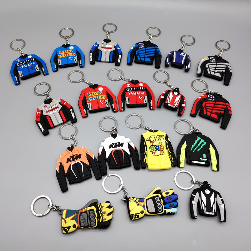 MOTOGP Helmet Racing Suit Creative Thick Double-Sided Silicone PVC Keychain Pendant for Motorcycle