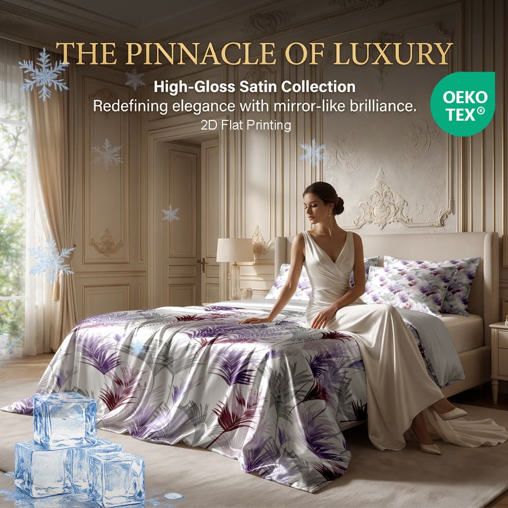 Satin Duvet Cover Set 3-Piece 4-Piece, Faux Silk Duvet Cover, Bedding, European and American Glossy Satin, Chiffon, Cross-border