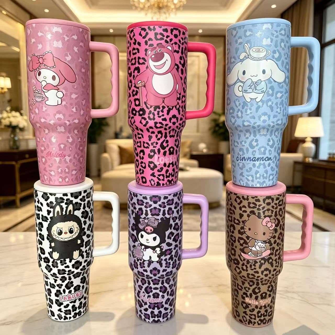 New 40oz Handle Car Cup Labubu High-Appearance Cartoon Car Insulated Tumbler 304 Stainless Steel Thermos