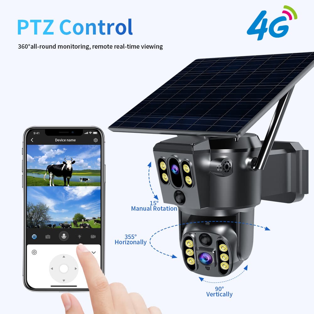 US Version Solar Camera Low Power Consumption Dual-Lens Monitor EU Version 4G Outdoor Monitoring Equipment