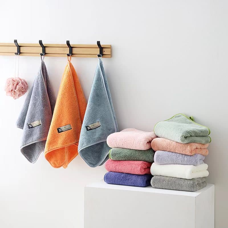 Plain Coral Fleece Antibacterial Towel, Low Shedding Adult Face Towel, Household Face Washing Towel, Absorbent Towel Wholesale