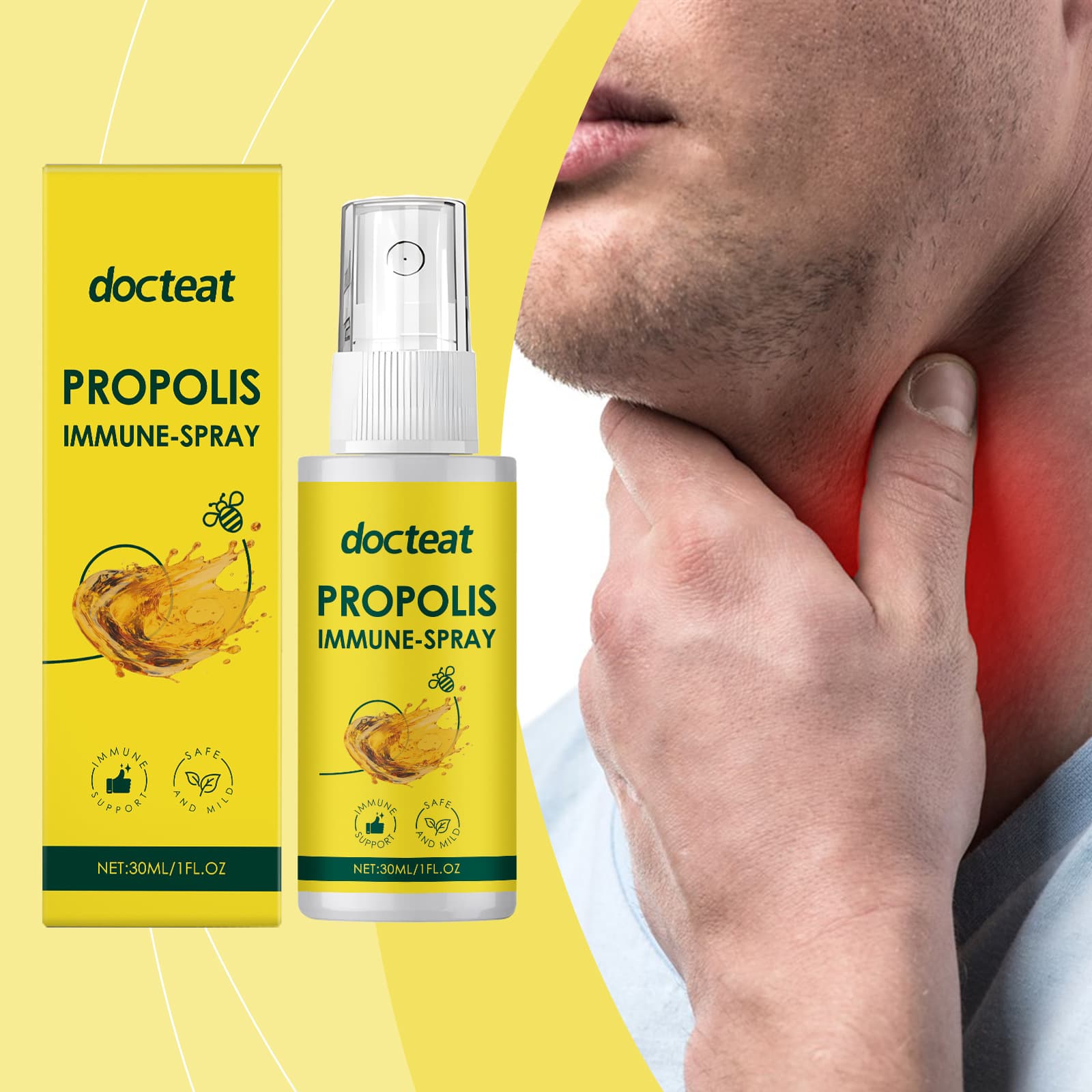 Docteat Propolis Oral Spray - Gum Comfort Care, Clean Oral Cavity, Freshen Breath Oral Care Spray