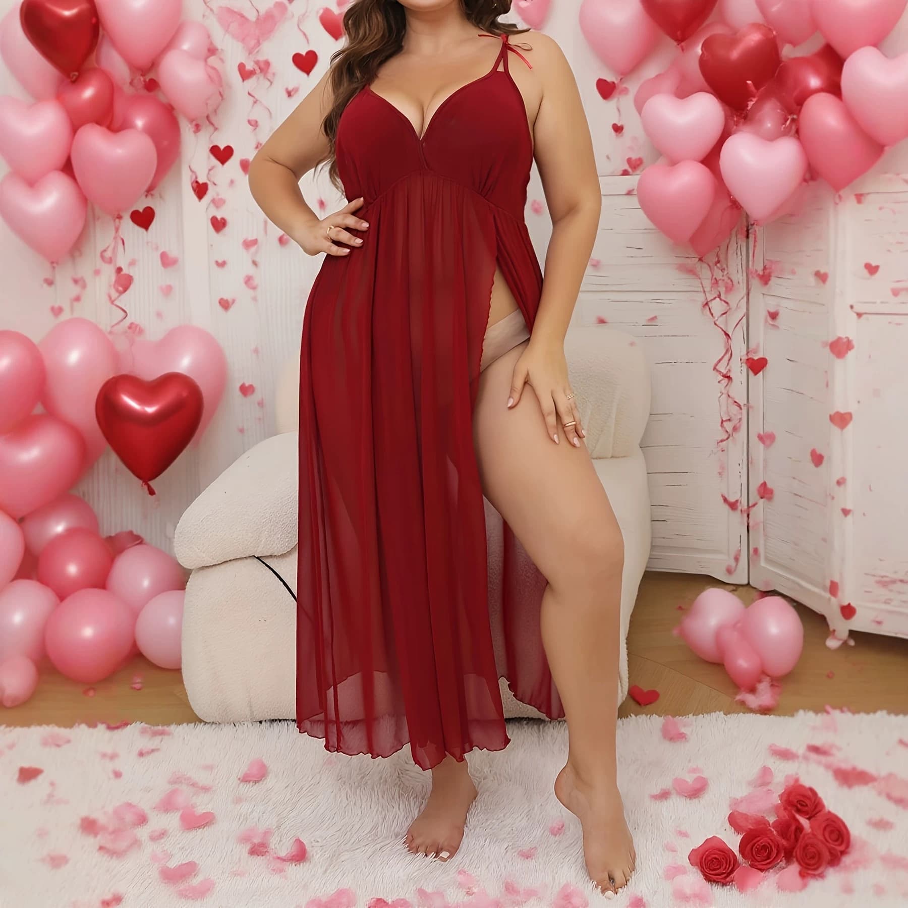 European and American Plus Size Women's Summer New Sexy Solid Color Long Dress Bodycon Halter Sleep Dress