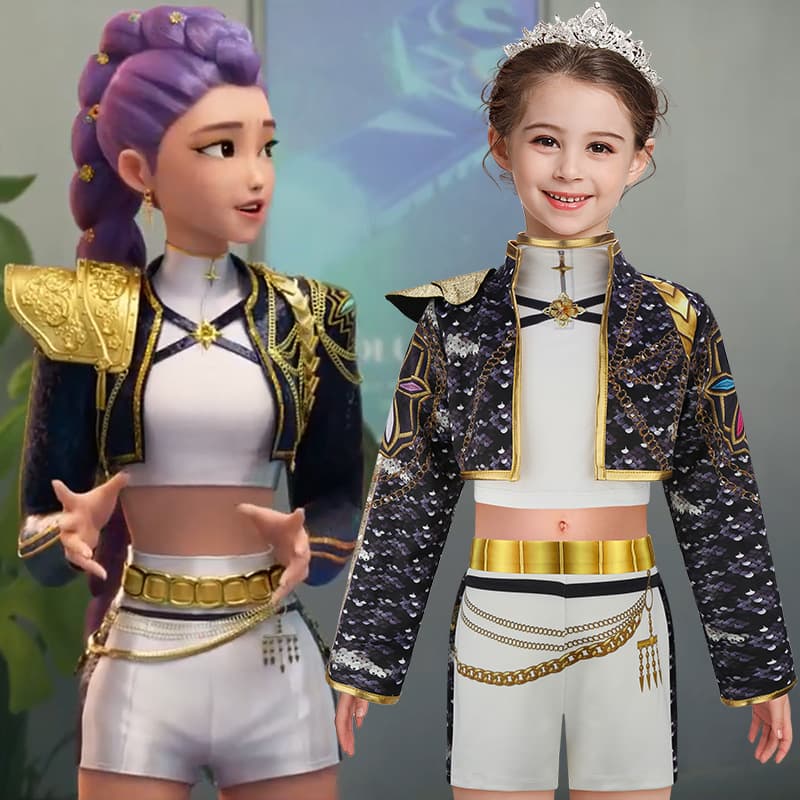 Halloween Cross-border Hot Seller Witch Group K-pop Lumi Children's Three-Piece Set, Black Performance Cosplay Outfit