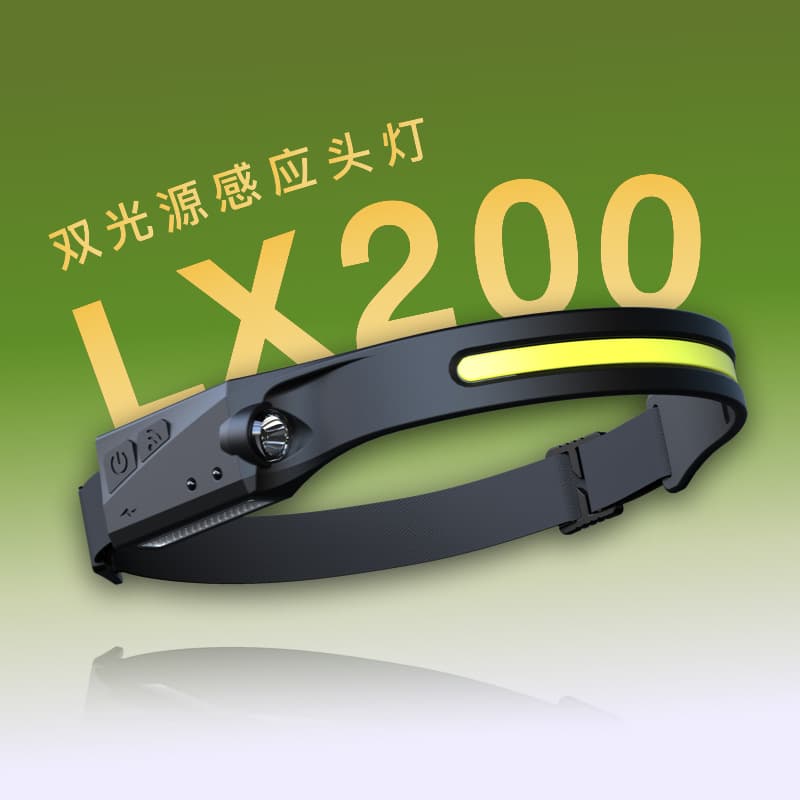 Cross-Border Silicone USB Rechargeable Waterproof Dual-Light Source Night Running Headlamp, COB Outdoor Mountaineering and Camping Light