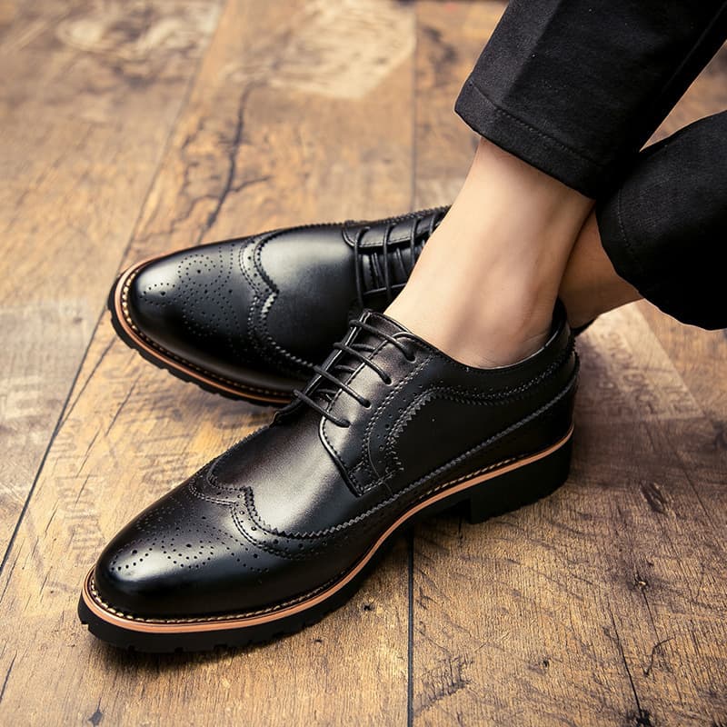 Brock Men's Spring New Casual Leather Shoes British Cross-Border Source Wish Pointed Toe Men's Shoes
