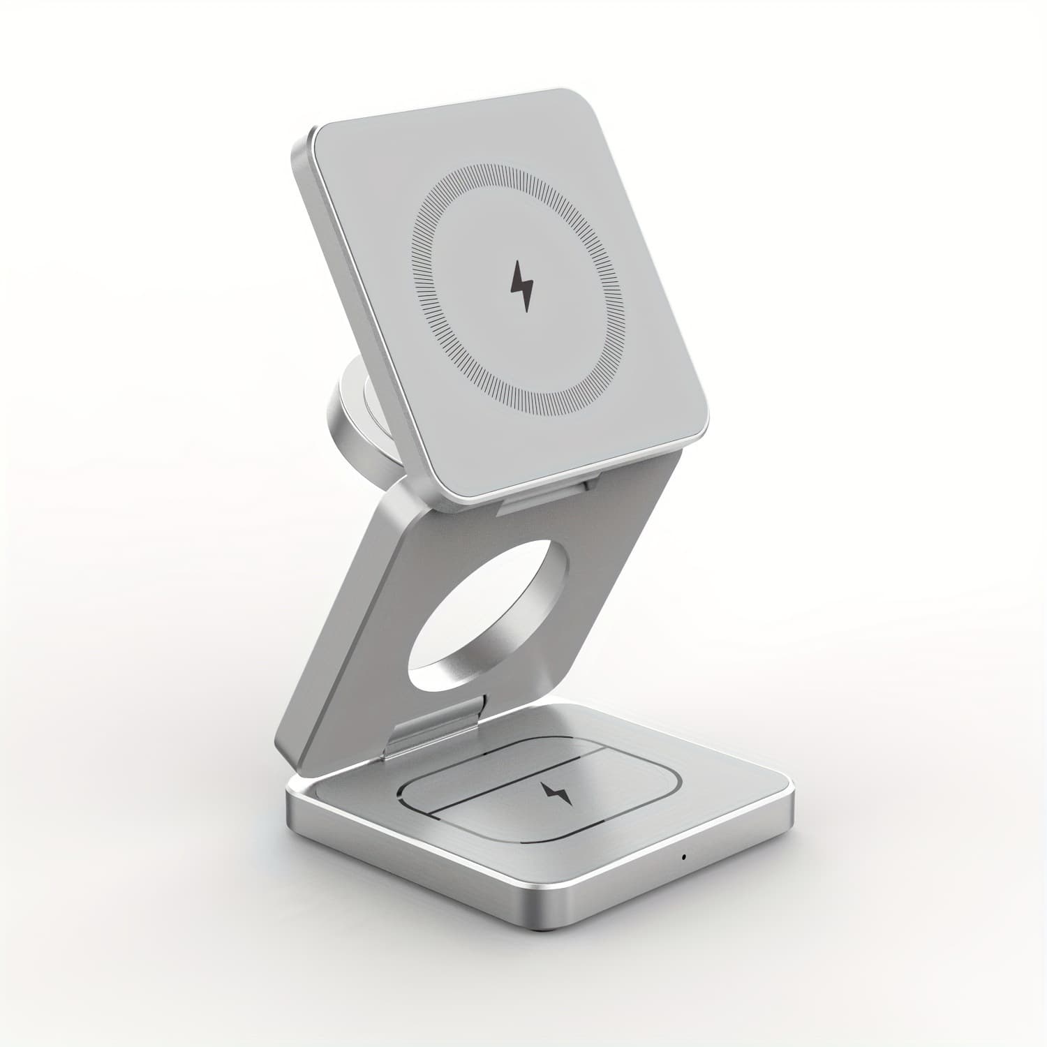 Aluminum Alloy Case 3-in-1 Foldable Wireless Charger, Compatible with Wireless Charging Phones, Apple Earphones, and Watches