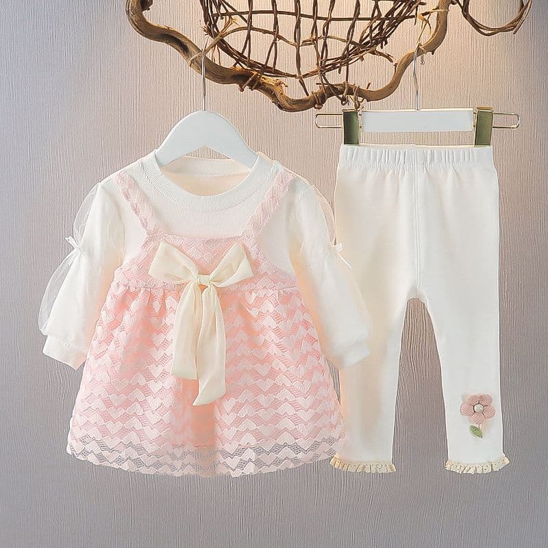 0-3 Years Girls Dress Set Autumn New Trendy Soft Baby Princess Two-Piece Set 6-9 Months