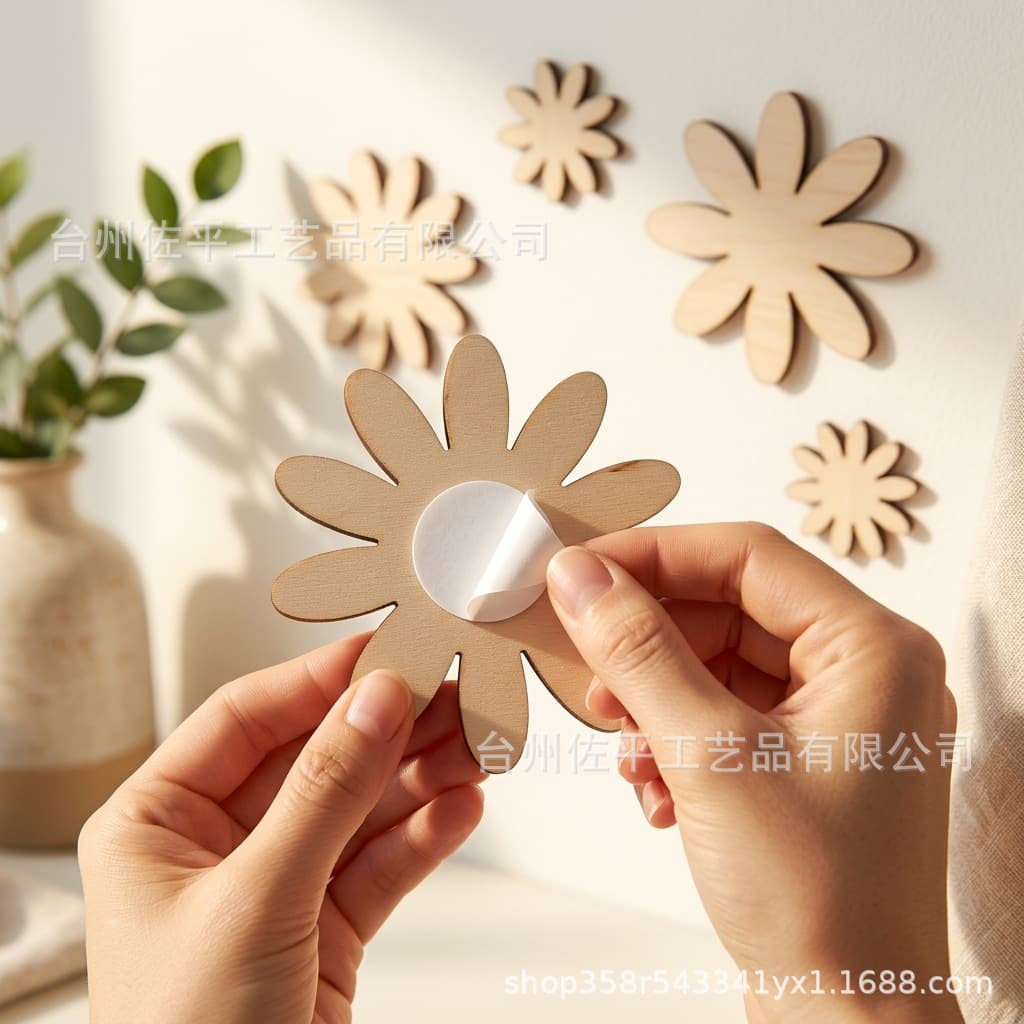 Laser-Cut Wooden Chrysanthemum Hanging Ornament Flower-Shaped Craft, Wedding Party Wooden Home Wall Decor