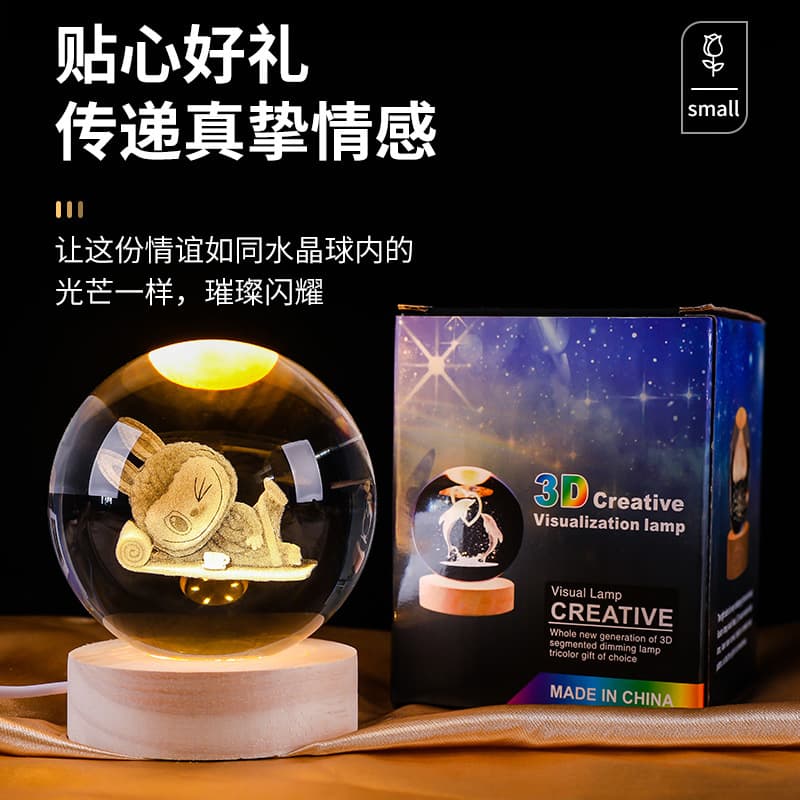 Popular Export Crystal Ball Night Light Cartoon Anime Ornament Glowing Starry Sky Lamp Creative Small Gift Cross-Border Wholesale