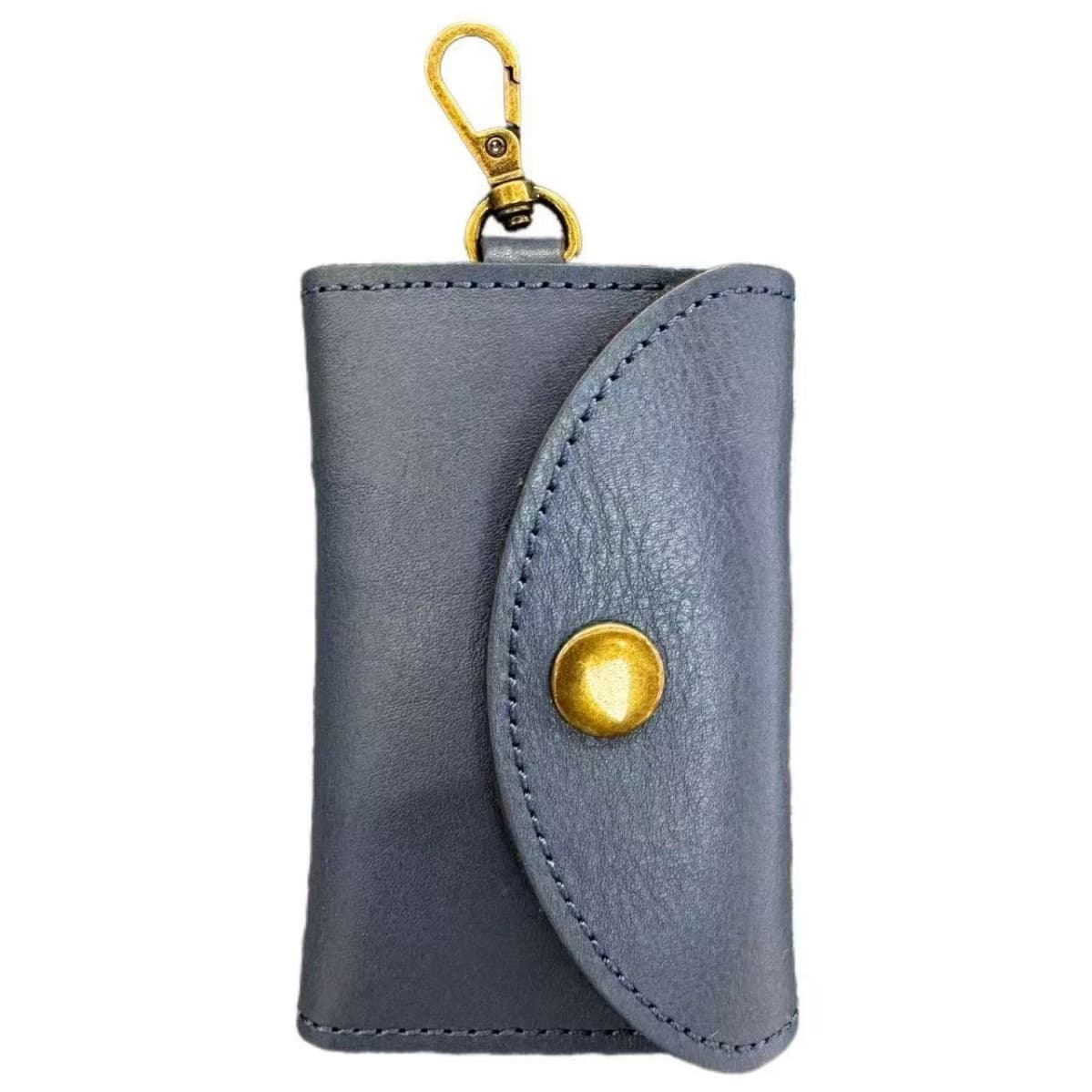 Retro crazy horse leather buckle key bag high-end new car key bag with card slot small portable key storage bag