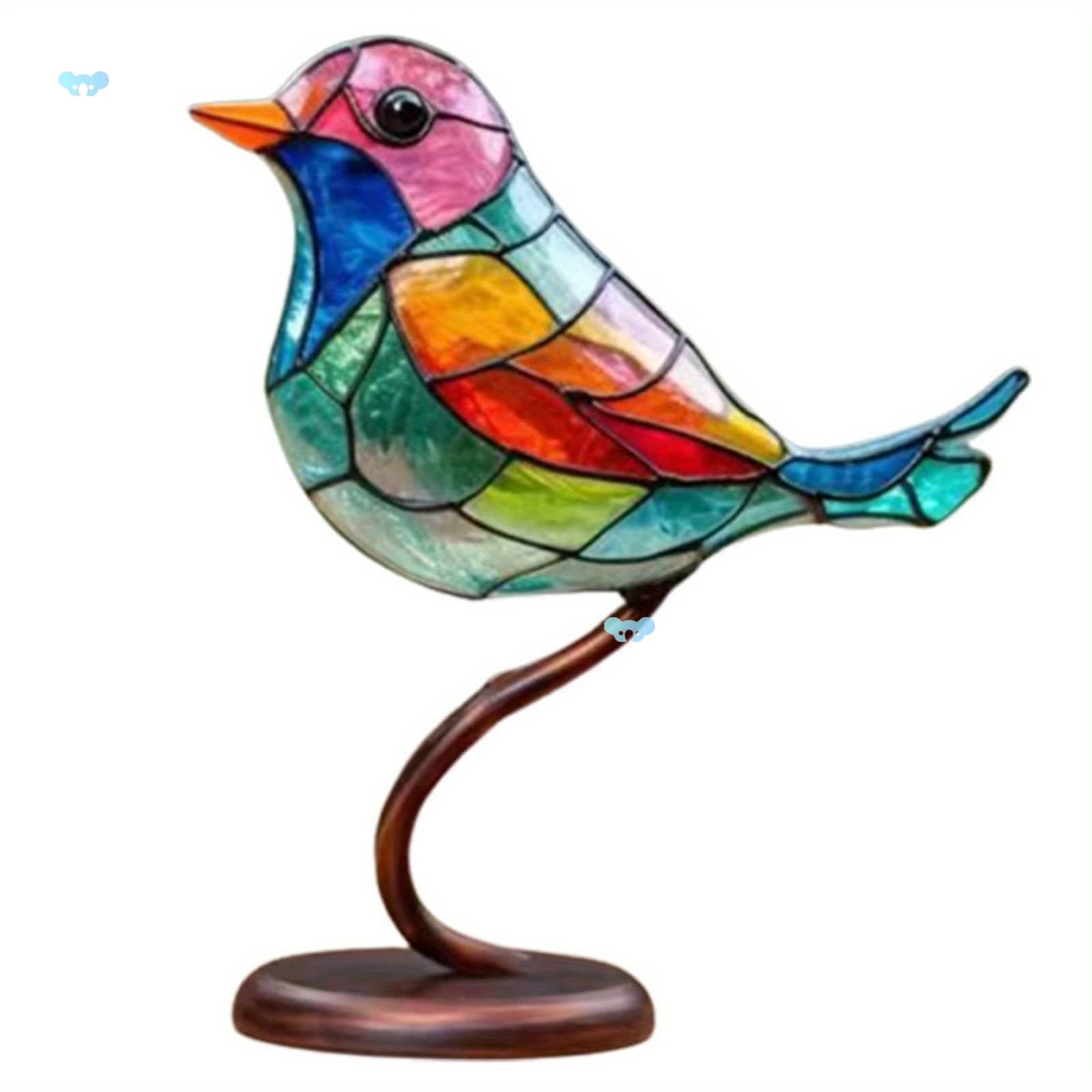 2D Flat 1pc Metal Stained Glass Hummingbird Statue