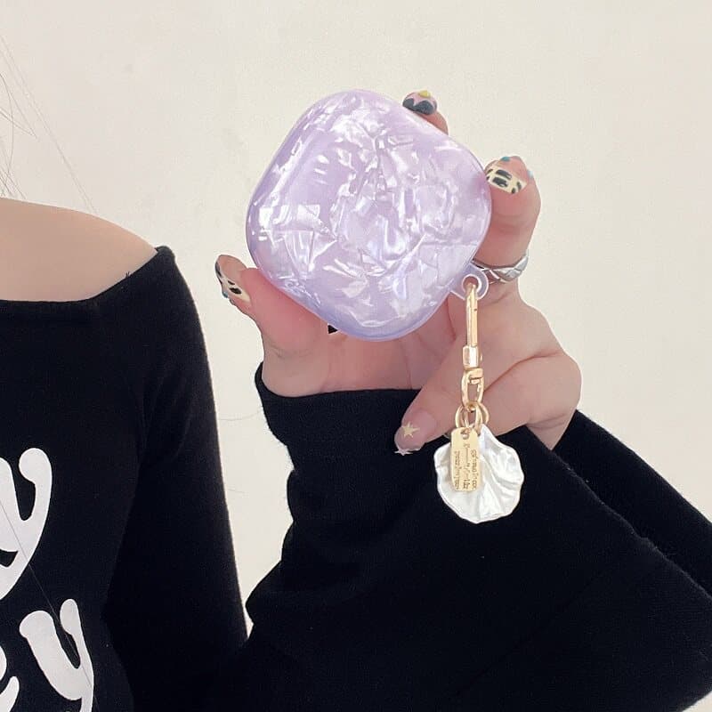 Purple shell pattern suitable for Samsung buds3pro protective case Buds FE Bluetooth headphone cover live/2pro female