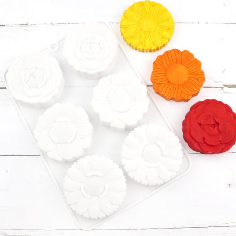 Doubi 6 different flower sunflower silicone cake molds DIY cheesecake molds handmade aromatherapy soap molds