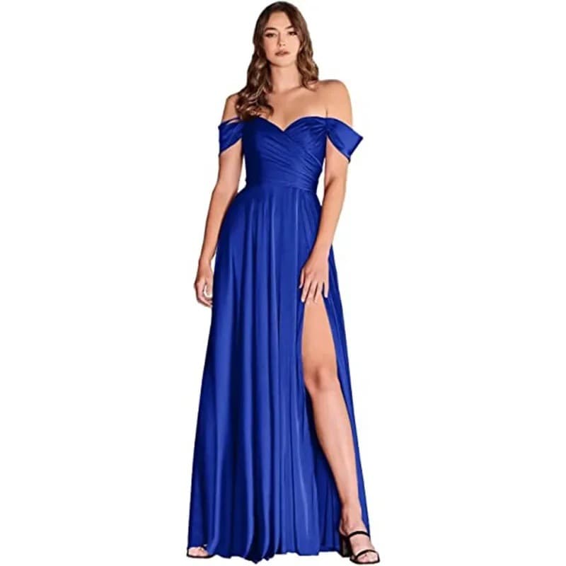 Amazon Elegant One-Shoulder Long Evening Dress Banquet Party Fashion Women's Dress Slimming for Export