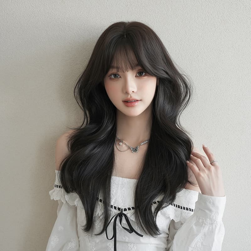 Wig for women with long curly hair new cross-border Japanese and Korean full headgear natural curvature big wave headgear high temperature silk hair