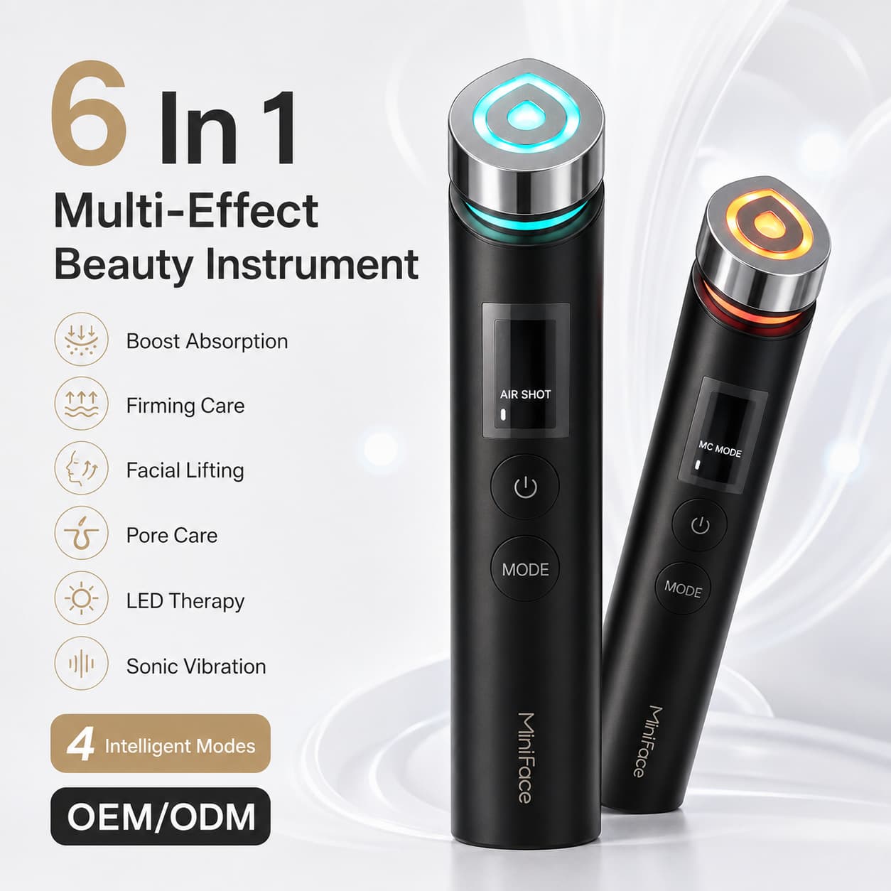 JUJIA 6-in-1 Beauty Device LED Light Therapy Vibration Infusion Firming Lifting Beauty Tool