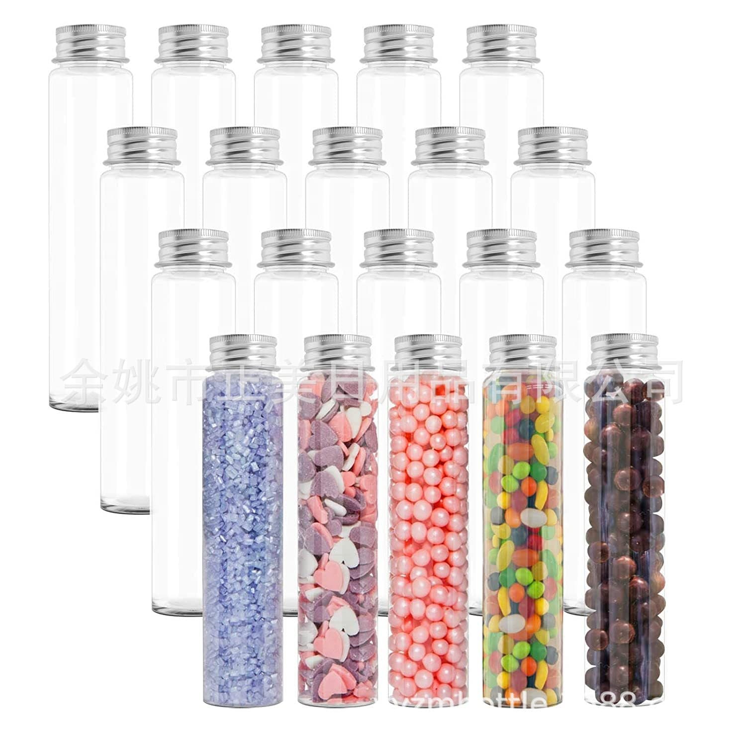 34×150mm (110ml) PET flat-bottom test tubes, candy/dice/bead storage bottles.
