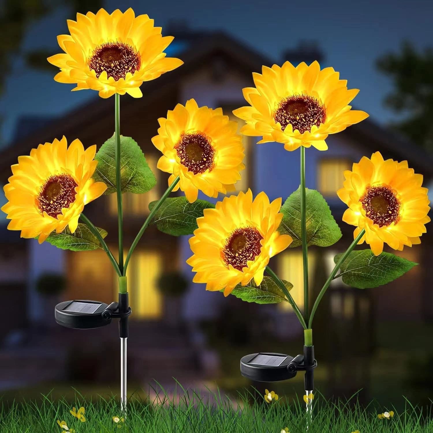 Solar Lawn Light Sunflower Lamp Outdoor Garden Yard Decorative Lighting Simulation Landscape Ground Insert Light