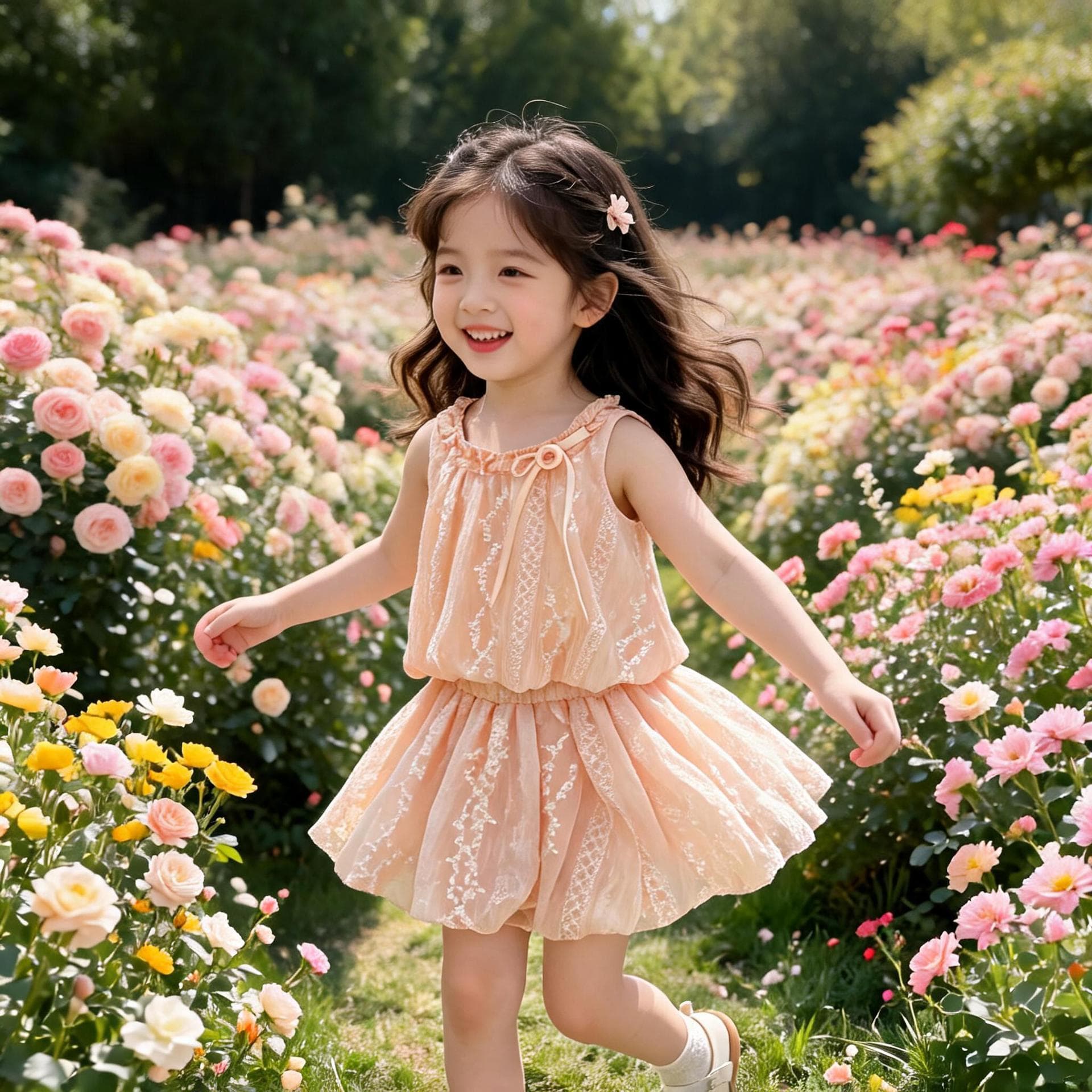 Orange soda girls summer suit new baby girl fashionable flower sleeveless suspender top + sweet flower bud pants