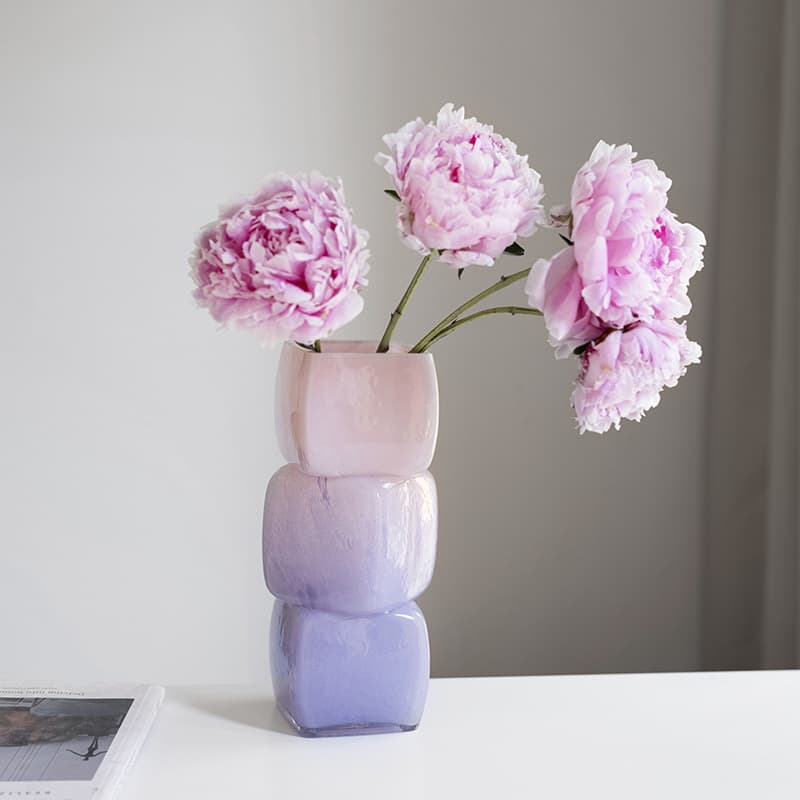 New Creative Cube Glass Vase Vintage Glass Desktop Island Art Flower Vase Decoration