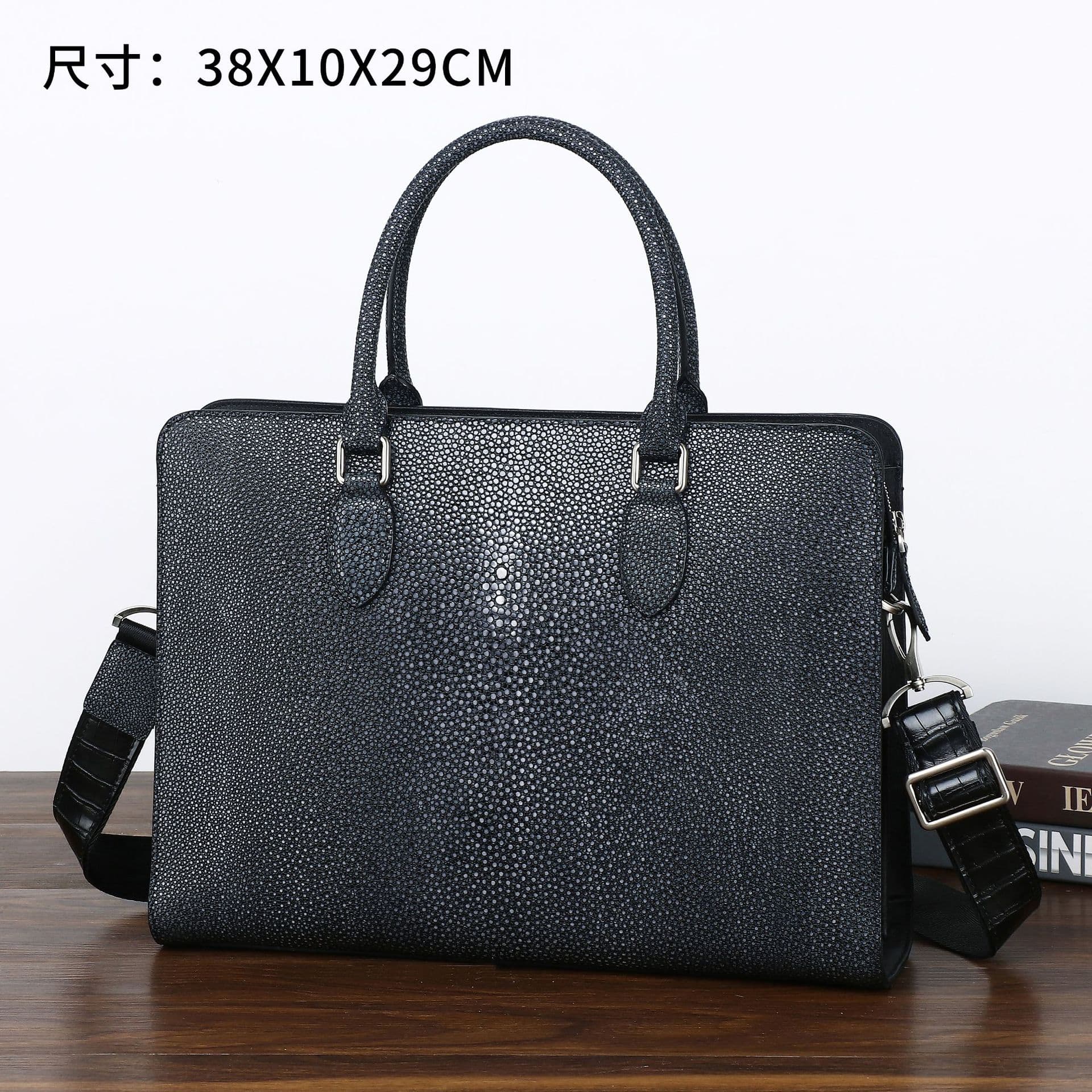New Glossy Pearl Fish Pattern Men's Briefcase Multi-Compartment Handbag Laptop Bag Business Document Bag Men's Bag Trendy