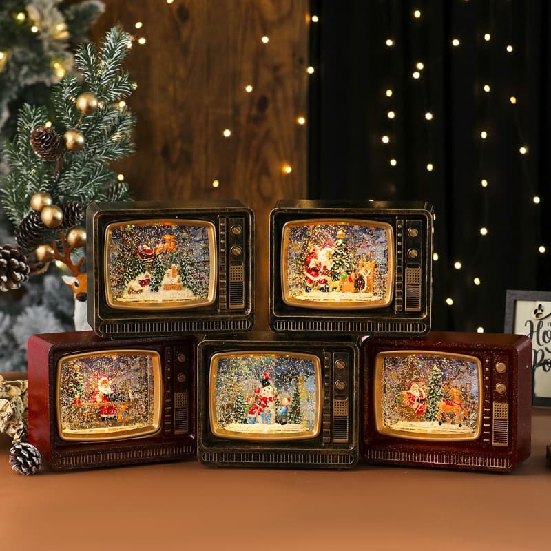 New Christmas music snowy water-filled TV night light gift ornaments music box snowman