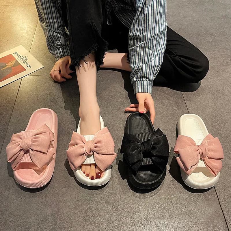 Cross-Border Bowknot Sandals Women's Summer Outdoor Fashion Eva Slippers Non-Slip Indoor Slippers Poop Feeling Thick Bottom