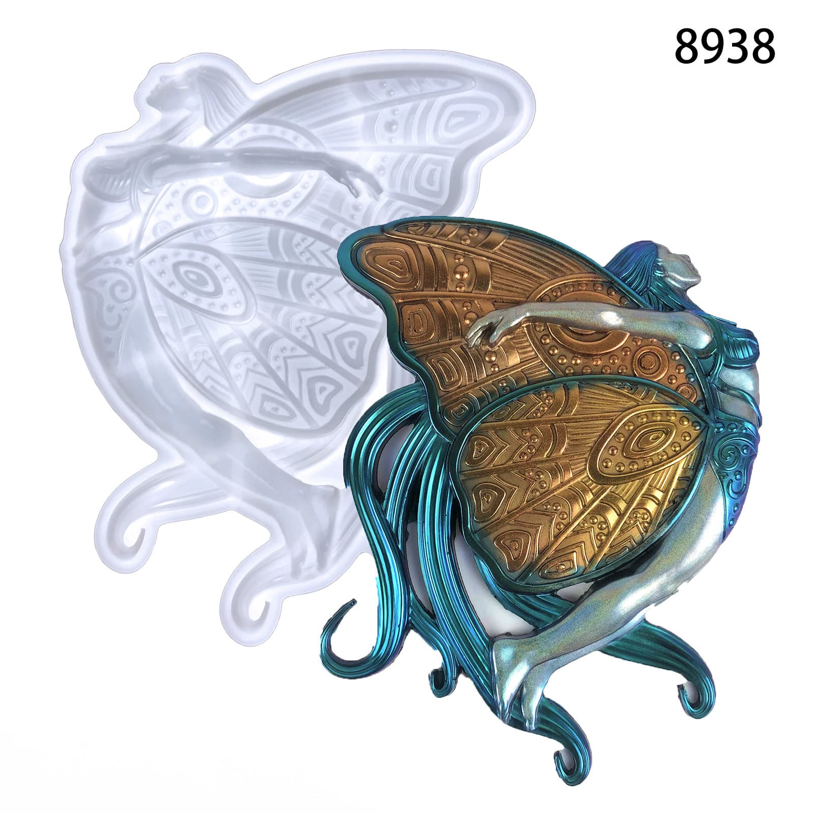Wing Girl Epoxy Resin Mold DIY Wall Hanging Decoration Resin Angel Wing Girl Pendant Silicone Mold