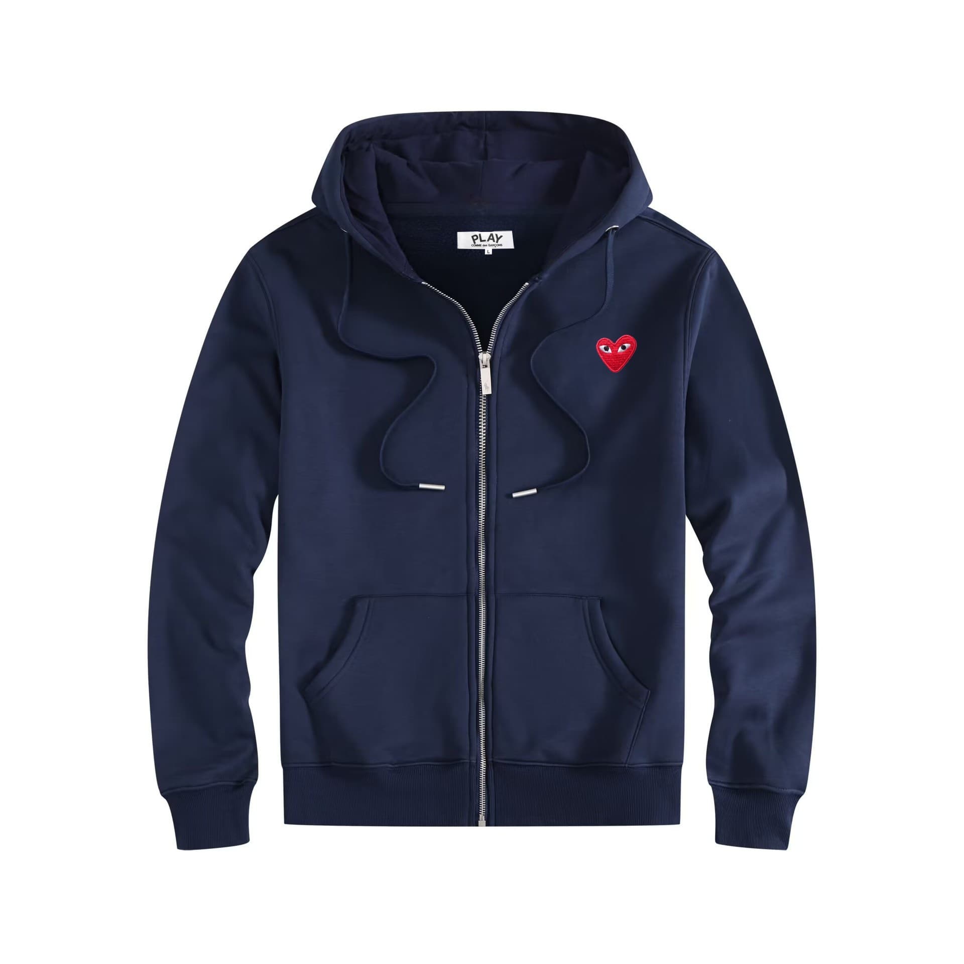 Cross-border HEYPLAY trendy brand heart print unisex hooded zip-up sweatshirt, classic love couple cardigan hoodie