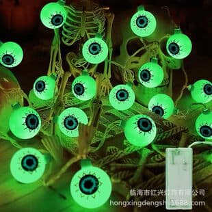 LED Halloween Decoration Ghost Eye Light String, Ghost Festival Eyeball String Lights, Eye Flashing Battery Light Indoor Color Lights