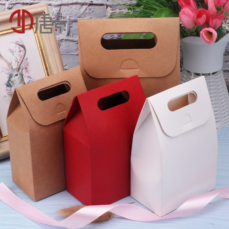 Kraft paper handbag small/medium size nougat/biscuits/cookies/souvenir bag integrated handbag