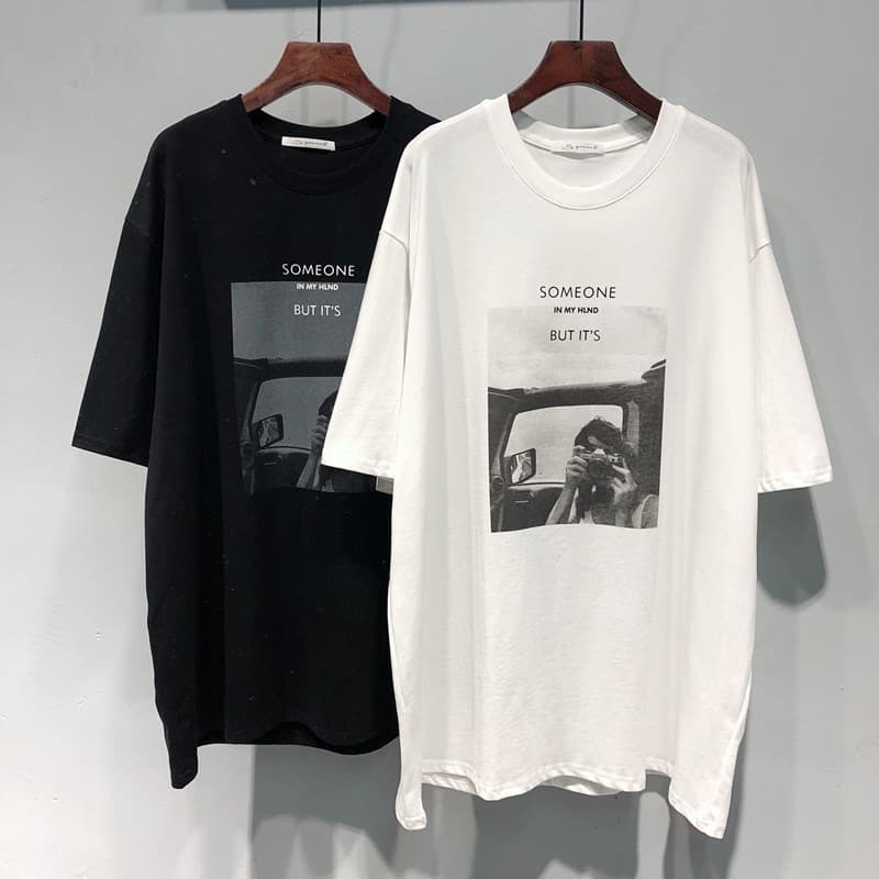 2025 Spring Summer Korean Ulzzang New Style Fashion Woman Graphic Mid-Length Loose Short Sleeve T-Shirt for Women Trendy