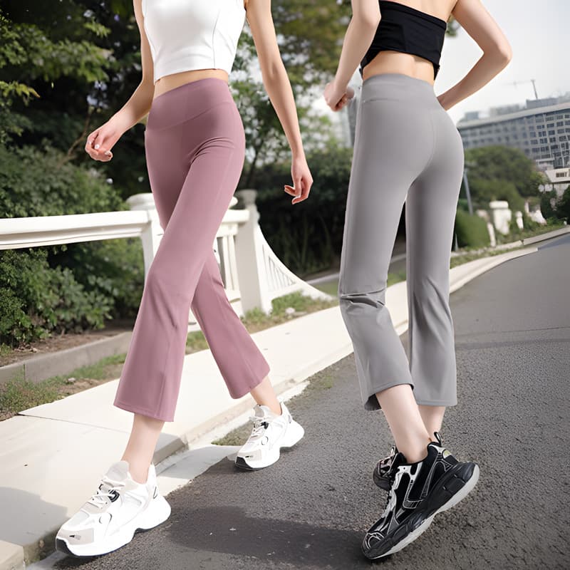 High Waist Yoga Pants Women Summer Outdoor Wear No Embarrassing Lines Bell Bottom Fitness Running Sports Seven-Foot Length