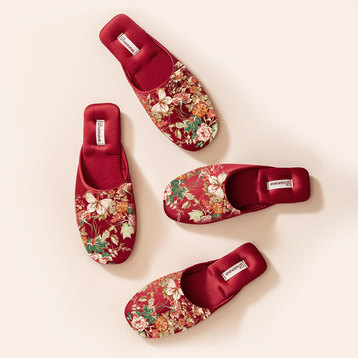 Premium Indoor Slippers Wine Red Bridal Wedding Slippers Thick Sole Anti-Slip Durable Warm Dowry Slippers