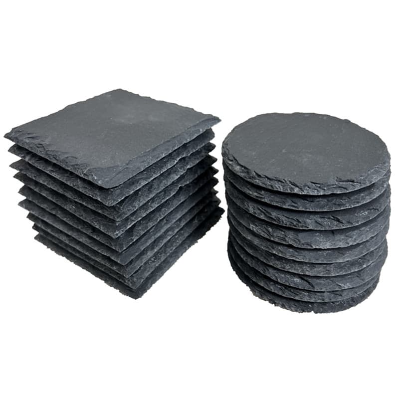 Cross-Border Amazon Temu Source Manufacturer Square and Round Heart-Shaped Slate Coaster Insulation Pad Retro Page Rock Slate Coaster