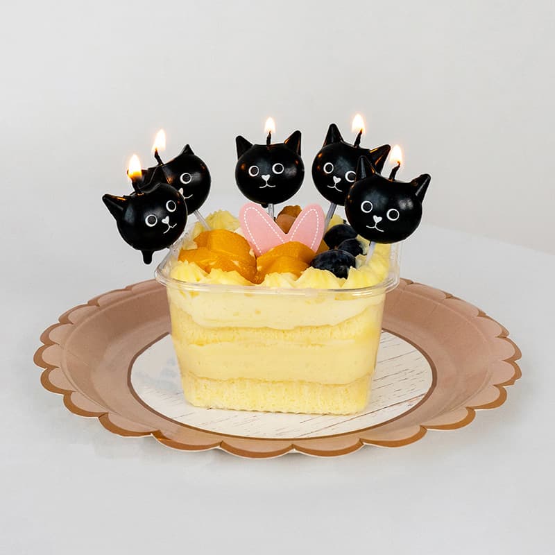 Korean ins cartoon cute black cat birthday candle cake decoration party pet dog birthday