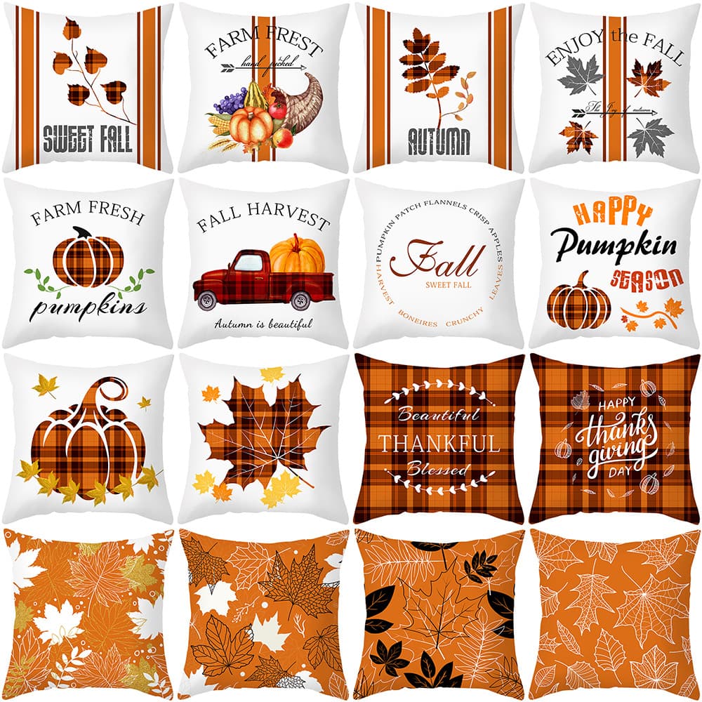 2026 New Cushion Cover for Shopee Cross-border Autumn Maple Leaf Sofa Cushion Home Textile Peach Skin Velvet Cushion Cover