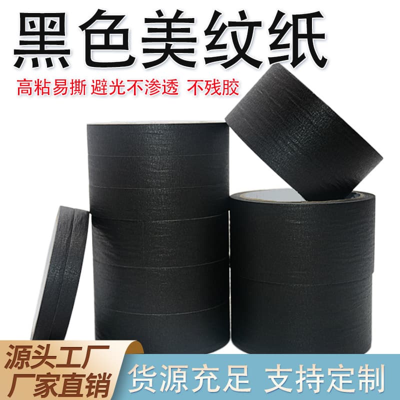 Xingjinyuan Black Tape, Writeable and Easy-Tear Masking Tape for Painting, Art, DIY Crafts
