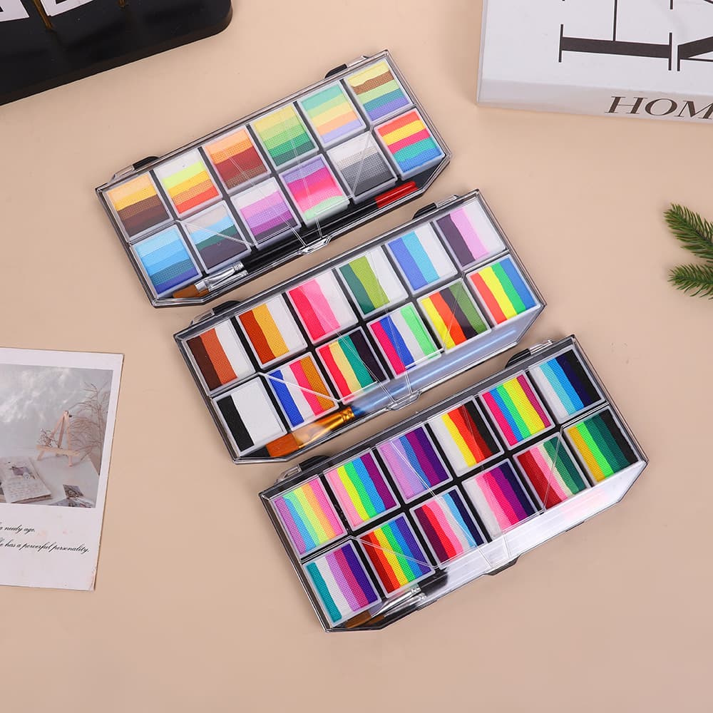 Rainbow Strip Palette Body Painting Pigments Water-Soluble Face Painting Watercolor Stage Play Makeup Drama Wholesale