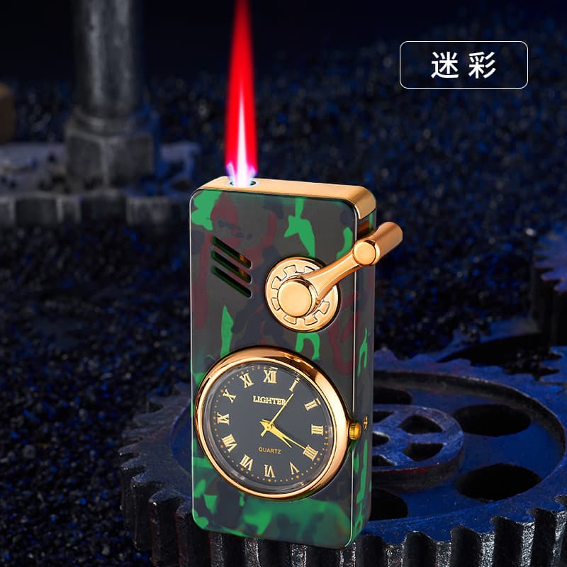 Creative Rocker Straight Torch Lighter Multifunctional with Quartz Watch Dial Igniter High-End Men's Gift Wholesale Cross-Border