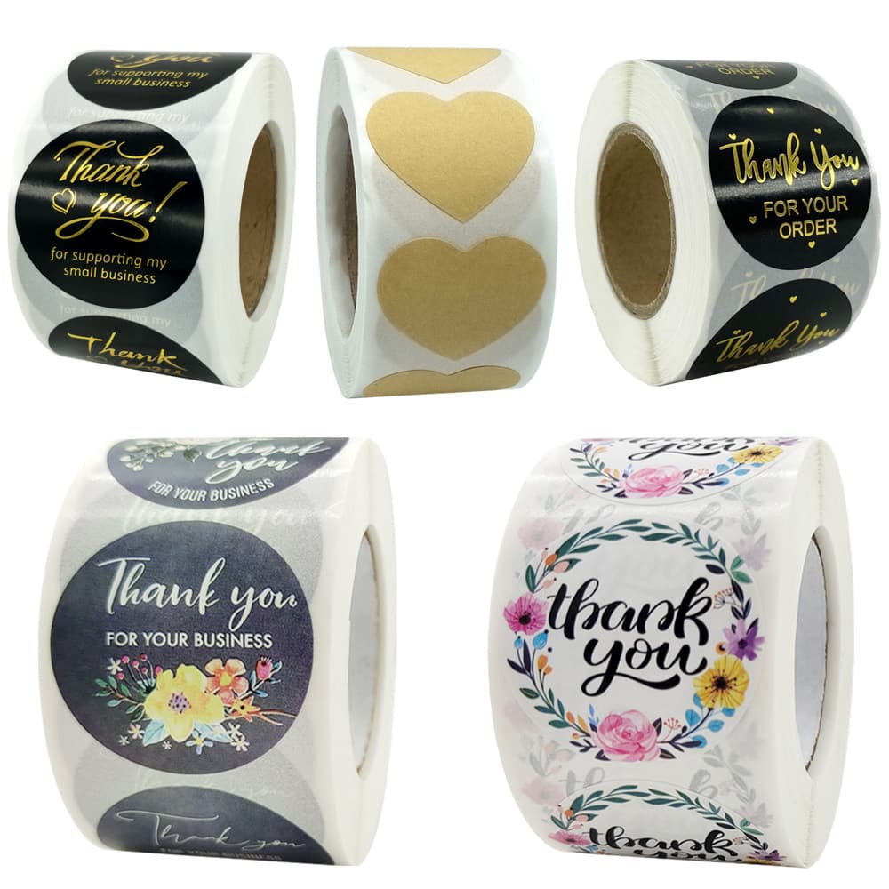 Large Size 3.8cm Thank You for Supporting My Business Order Stickers Kraft Heart-Shaped Seal Labels