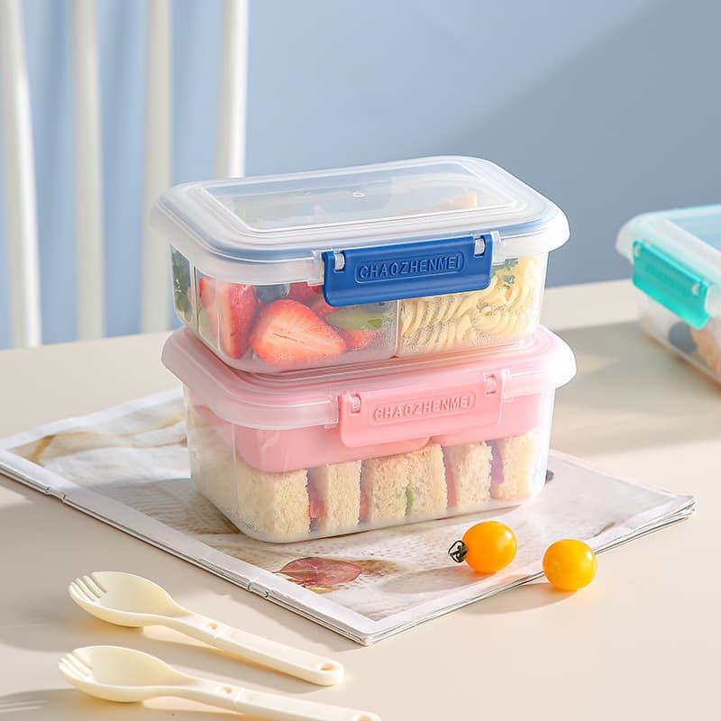 Food-Grade Plastic Student Lunch Box Microwave-Safe Outdoor Picnic Fruit Salad Box Multi-Compartment Bento Box