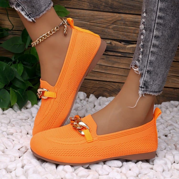 European and American Export Flat Knitted Soft Sole Slip-On Women's Breathable Loafers Casual Sneakers for Independent Station