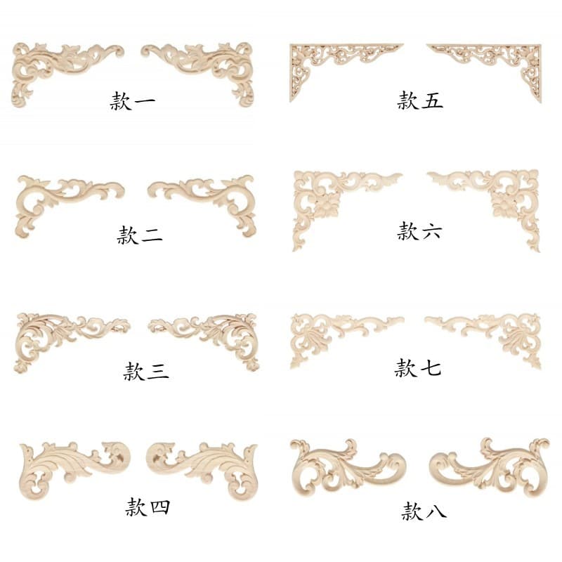 New solid wood corner flower wood carving furniture decals, diagonal flower decorative accessories wholesale and retail, factory direct sales