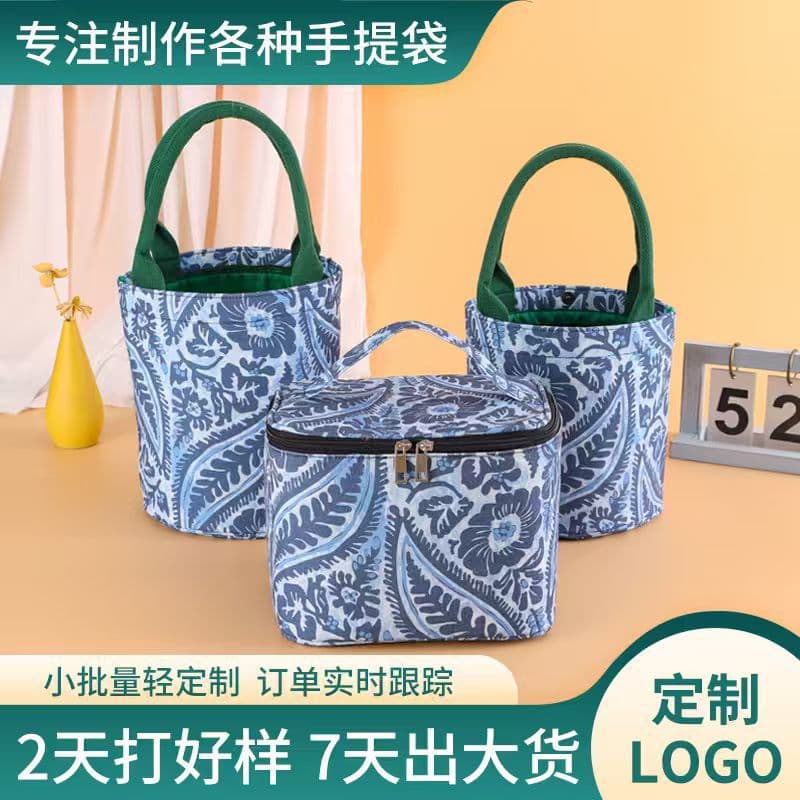 Zippered Printed Ethnic Style Cylinder Bag for Travel, Daily Commute, Large Capacity Storage Customizable
